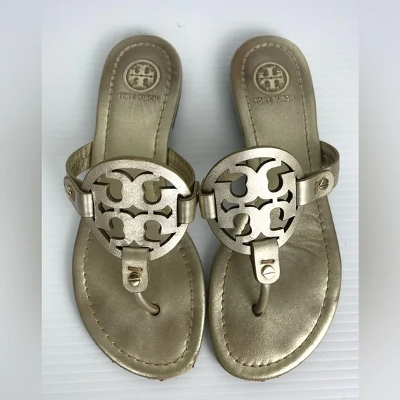 Tory Burch Miller Sandals Gold Women’s Size 6.5 - Picture 2 of 12